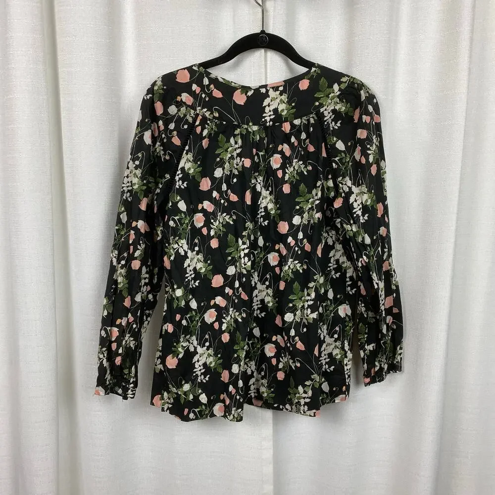 J.Crew x Liberty of London Black Floral Poppy Dream Peasant Blouse Sz.S